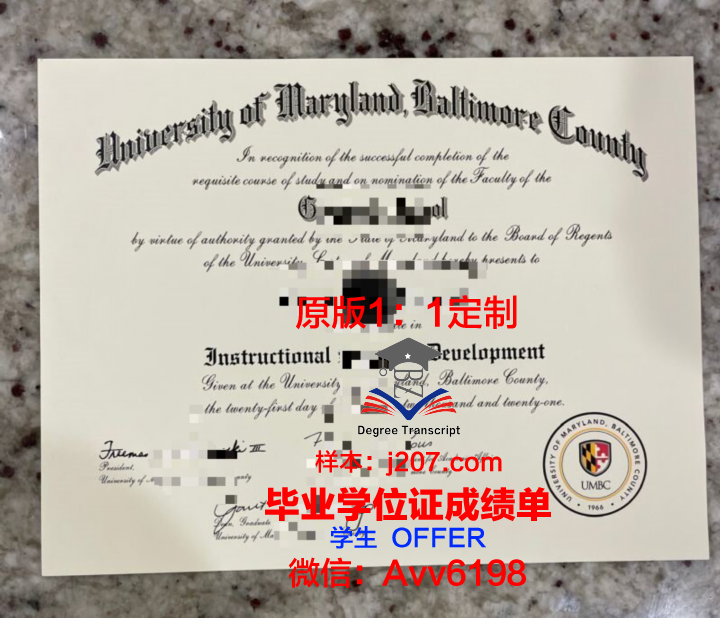 马里兰大学巴尔的摩分校毕业证