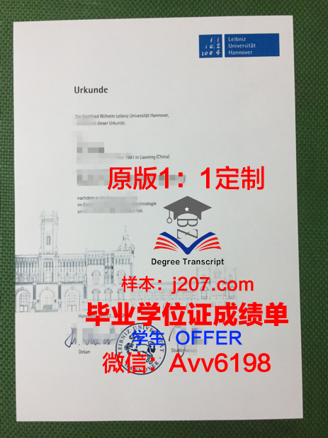 汉诺威莱伯尼茨应用技术大学毕业证书图片模板(汉诺威莱布尼茨大学)
