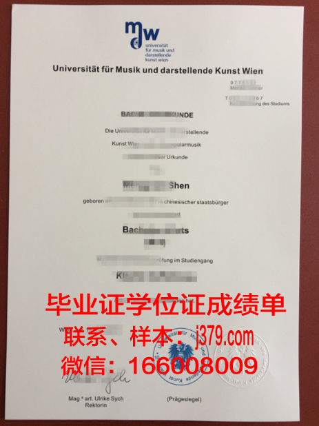 维也纳音乐与艺术市立大学毕业证(维也纳音乐学院毕业)